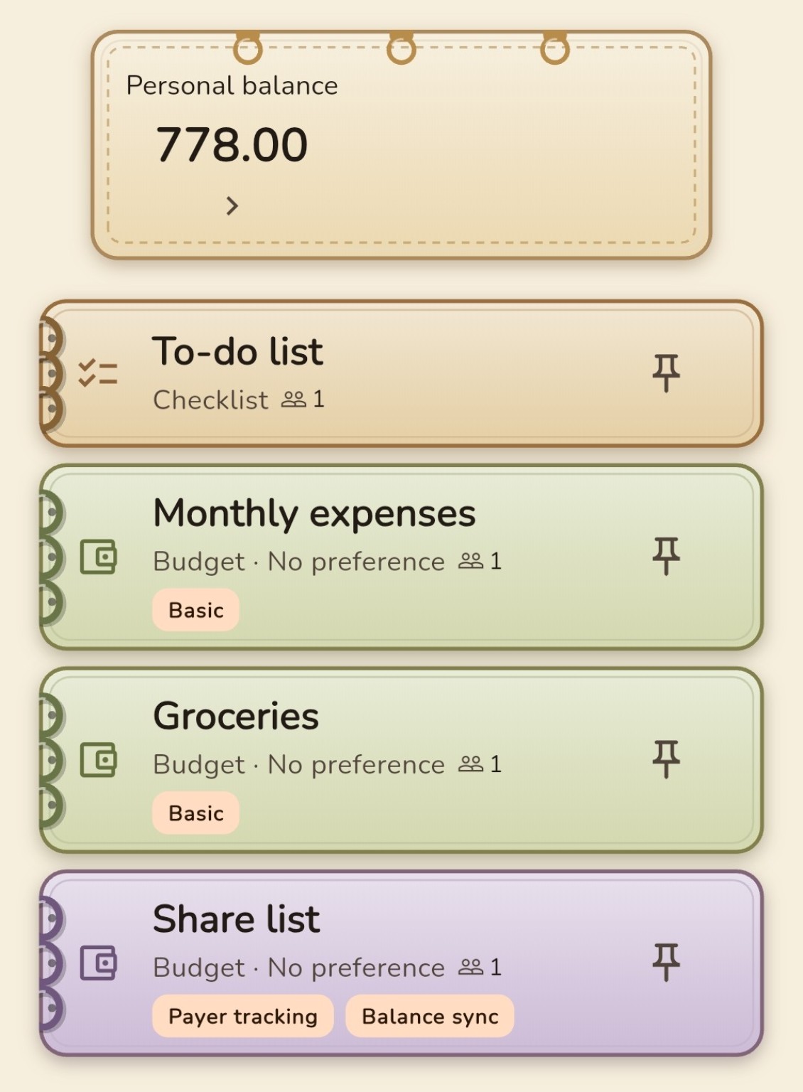 Smart Lists home screen
